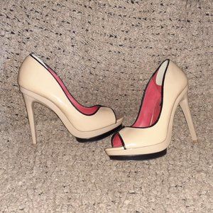 CHARLES JOURDAN-Paris-Faux Patent Platform Pump Stiletto-Sz 7-Excellent